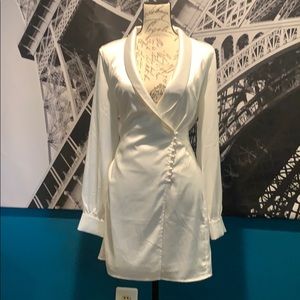 PRETTYLITTLETHING white silk shirt dress